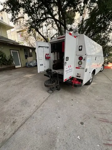 Magnet Plumbing service vehicle on-site for Slab Leak Repair in Camp Cielo Celeste